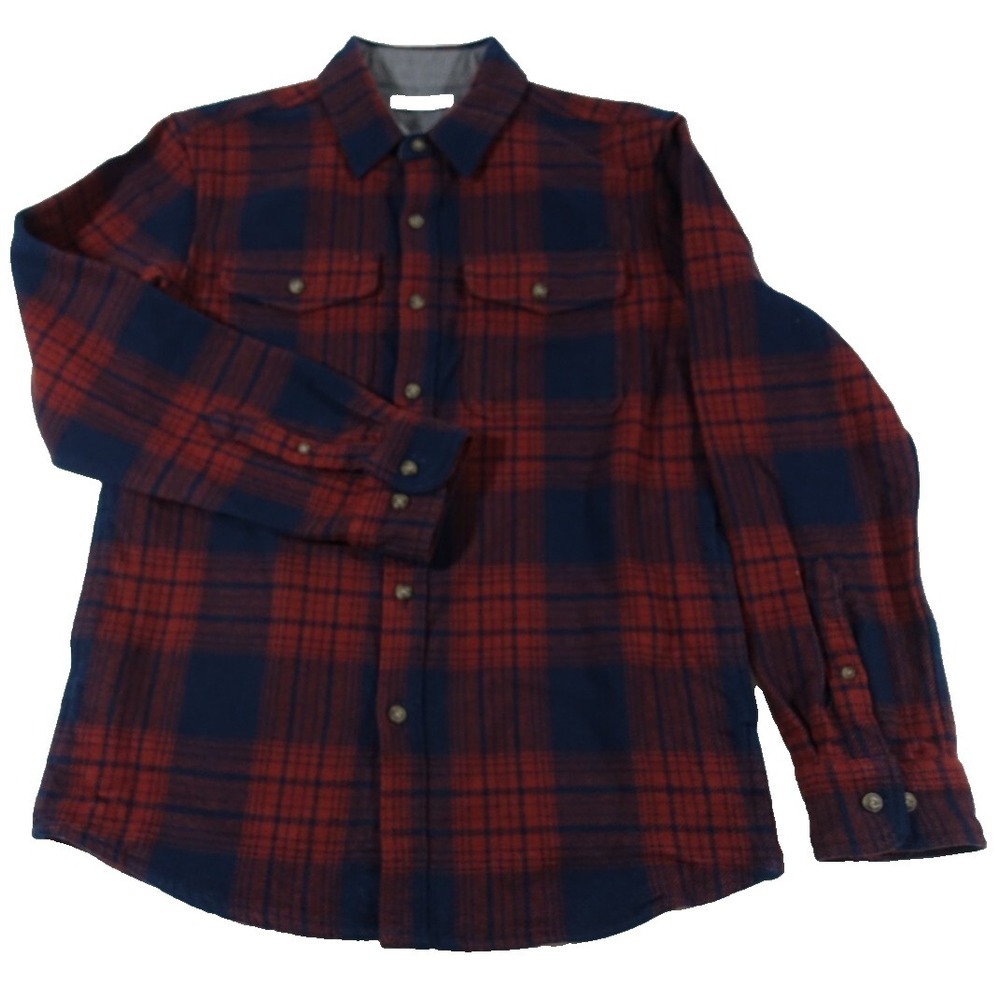 Sonoma Over Shirt Jacket Men Small Heavy Weight Button Front Burgundy Navy